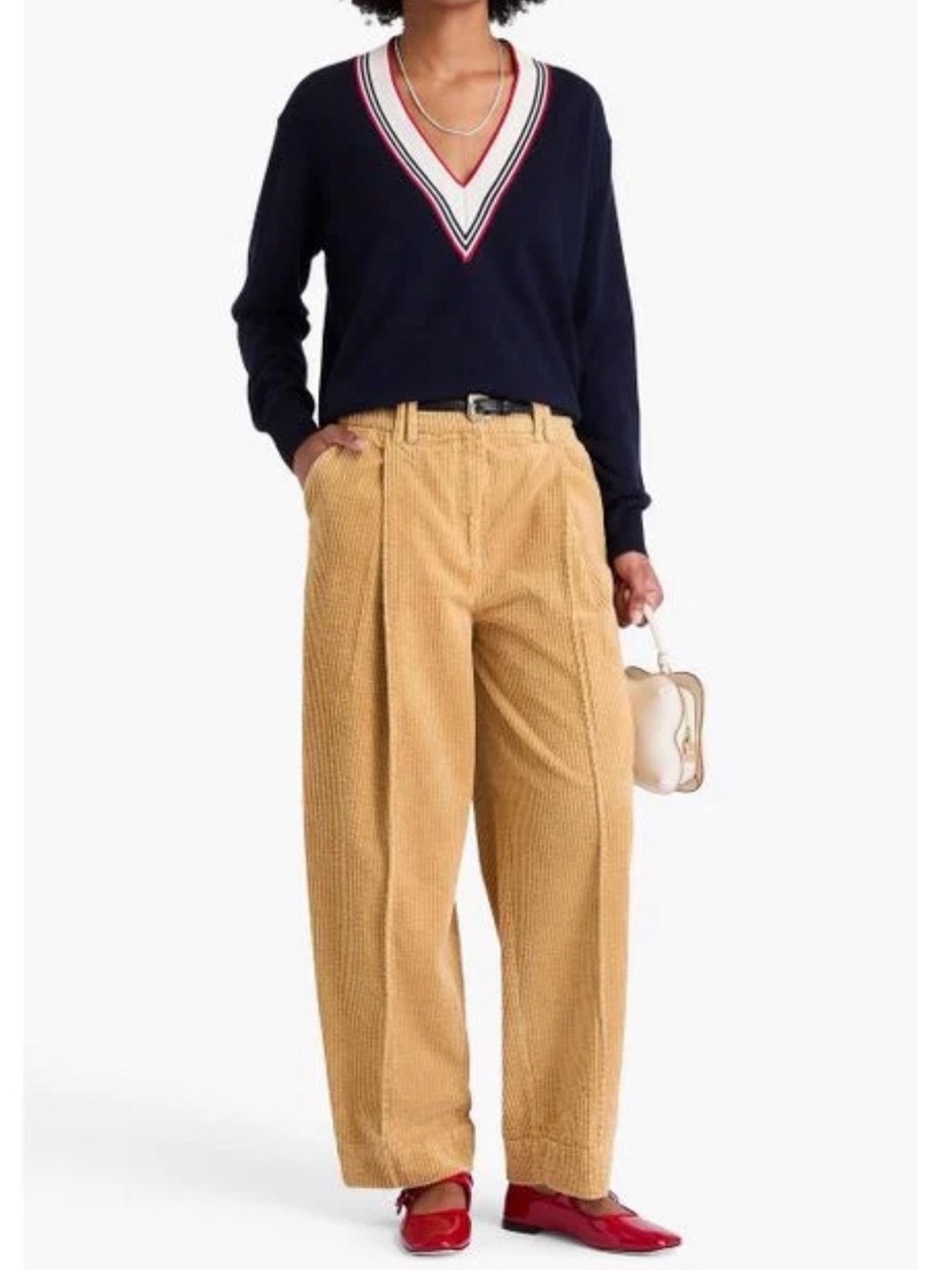 Ganni Pleated Corduroy Tapered Pants